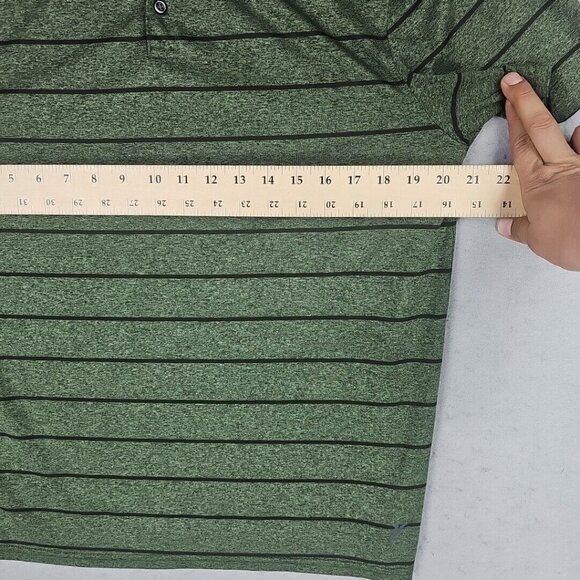 Old Navy Active Go-Dry Polo Shirt Mens L Green Striped Lightweight Jersey Knit - Picture 6 of 9